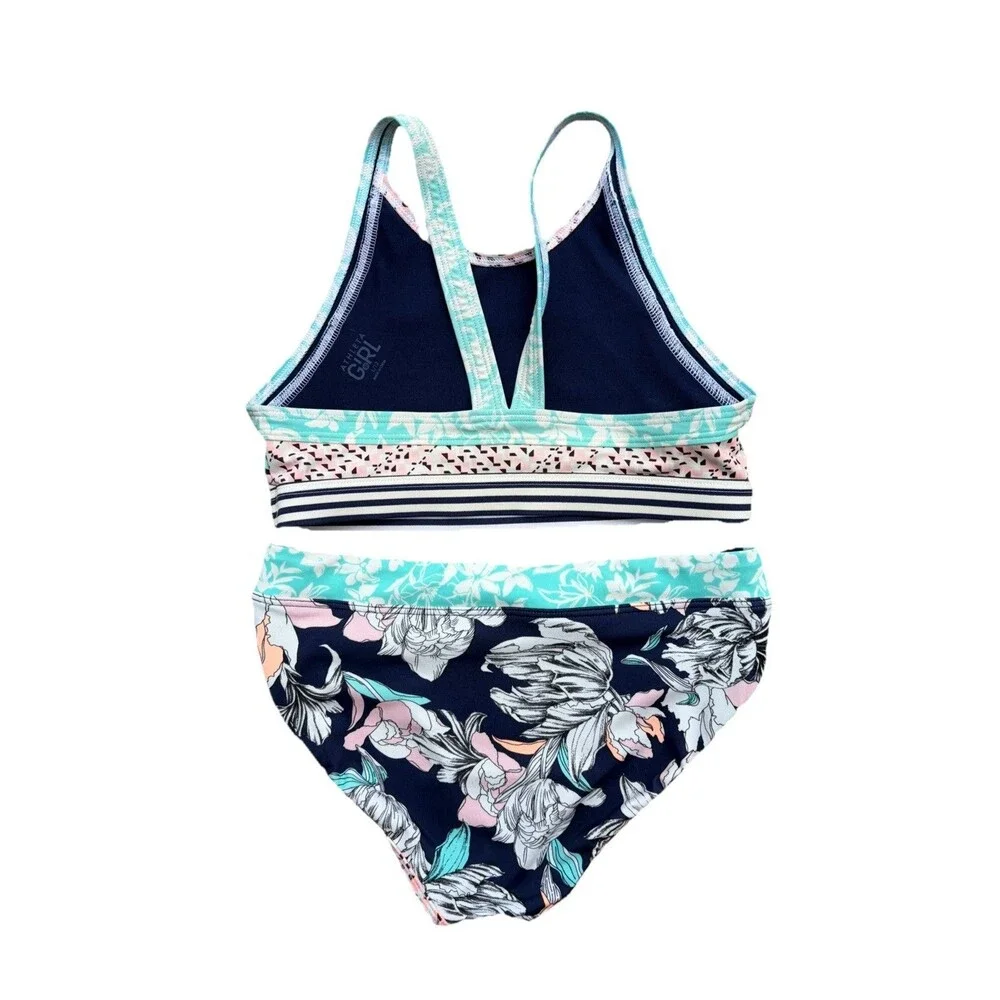Athleta Girl 3 PC SS Top, Bottoms Bikini W/ Rashguard Swim Suit Size Large 12
